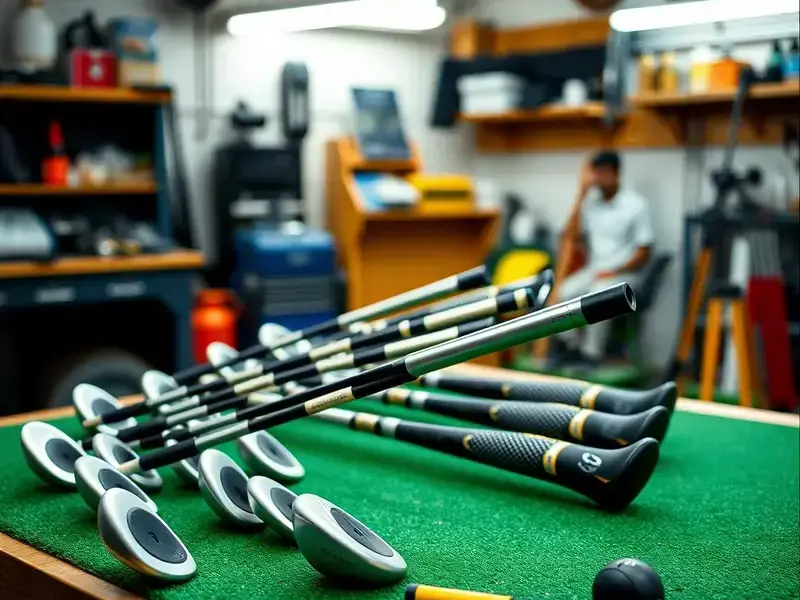 Complete set of newly regripped golf clubs ready for pickup